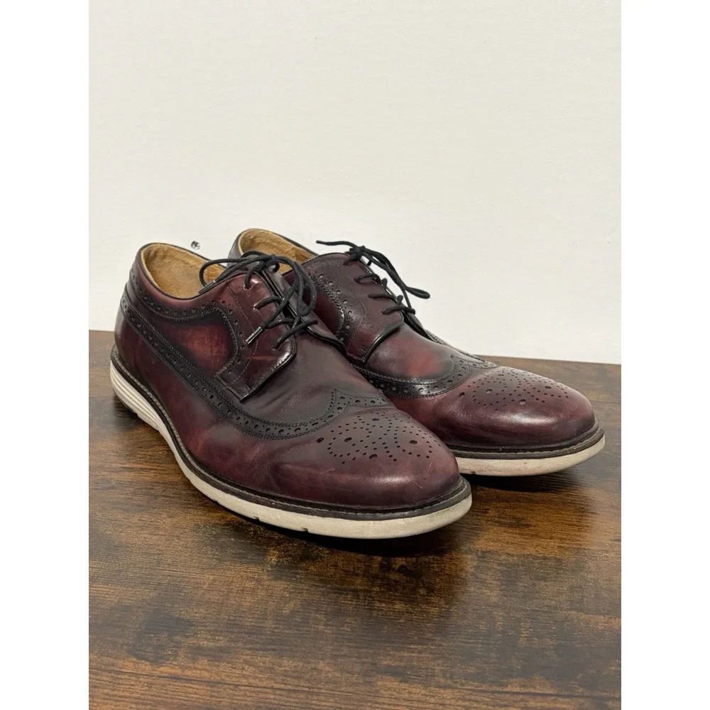 Belvedere Leandro Derby Shoes Sz 14 Men Wingtip Mahogany Brown Red Dress Leather